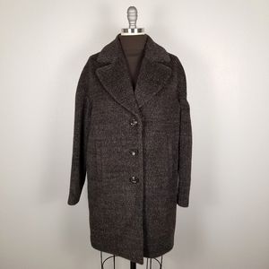Trina Turk Brown Wool/Alpaca Blend Dropped Shoulder Cocoon Coat